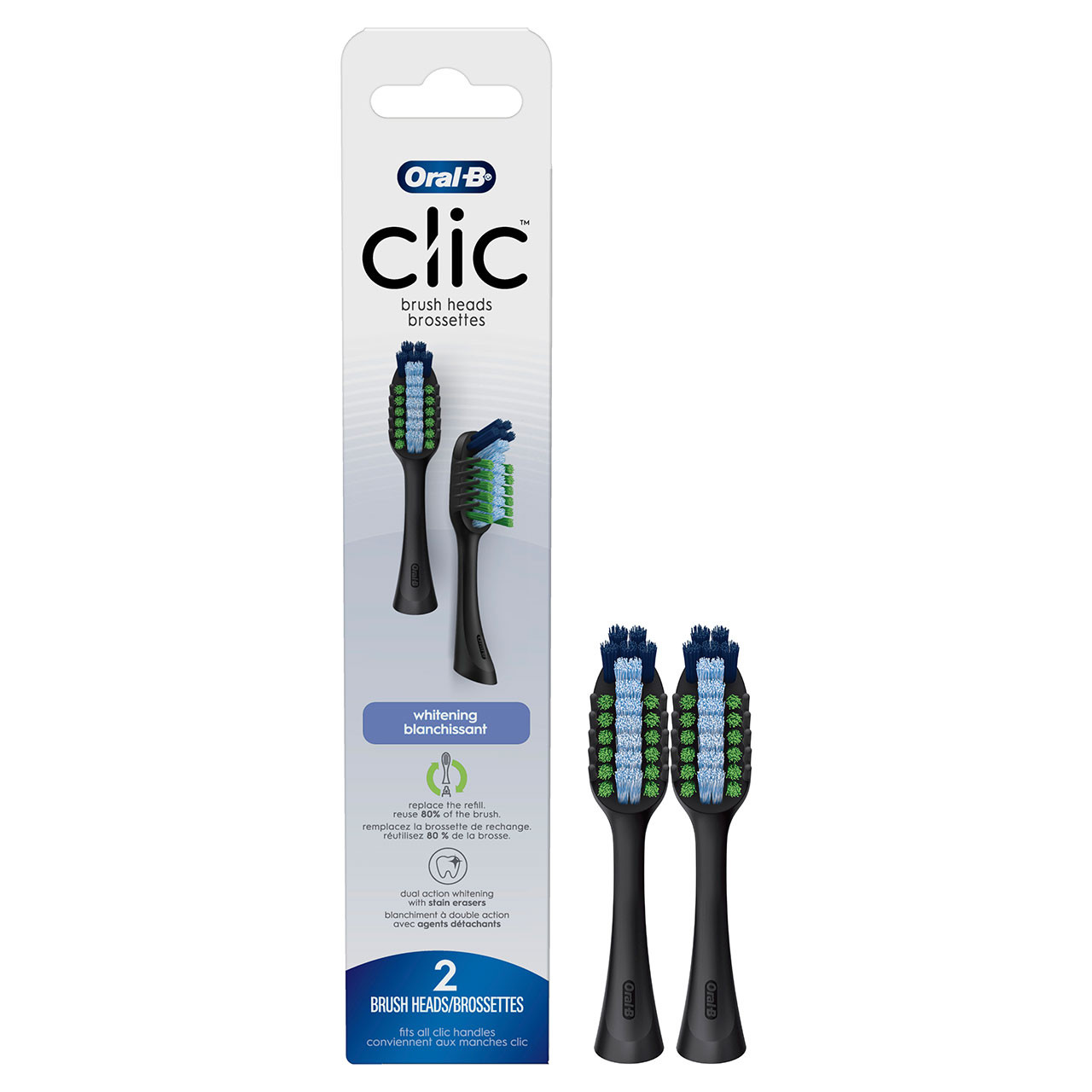 Oral-B Clic Toothbrush Whitening Andre Børstehoveder Sort | DK_OB74947