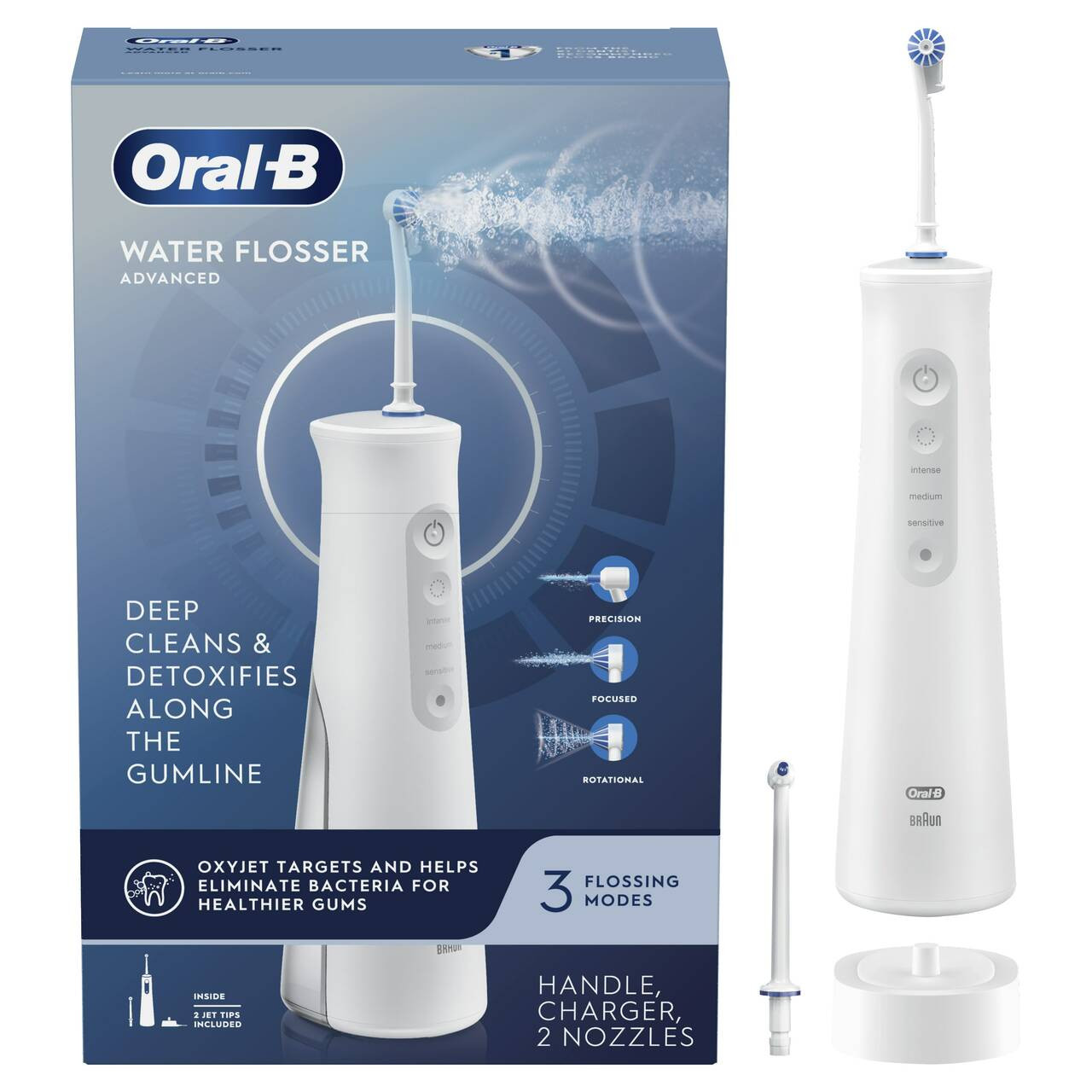 Oral-B Water Flosser Advanced, Portable Oral Irrigator Handle Tilbehør Hvide | DK_OB44624